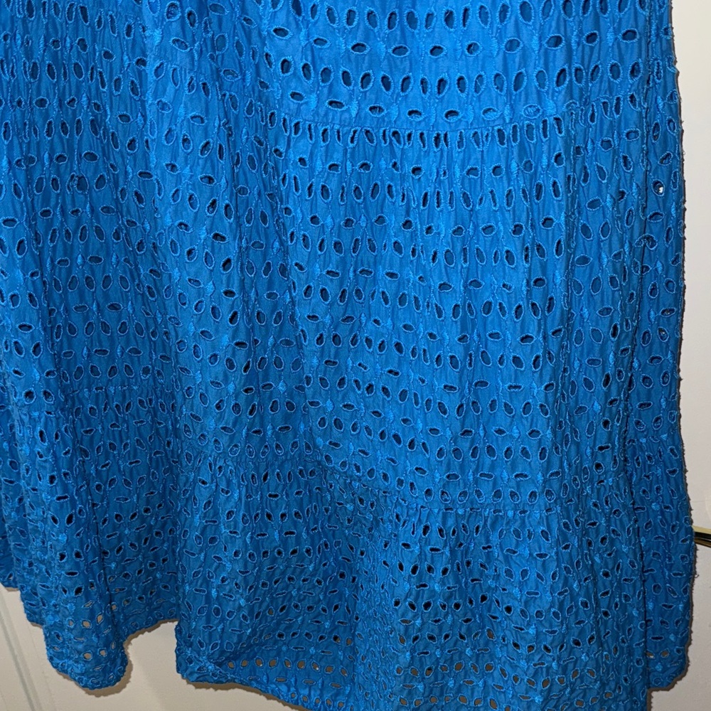 Lane Bryant Blue Midi Eyelet Dress; Spring, Summertime dress. Plus size. - Picture 4 of 9